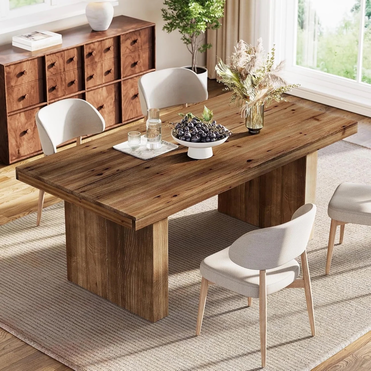 Solid wood dining table + 4 chairs